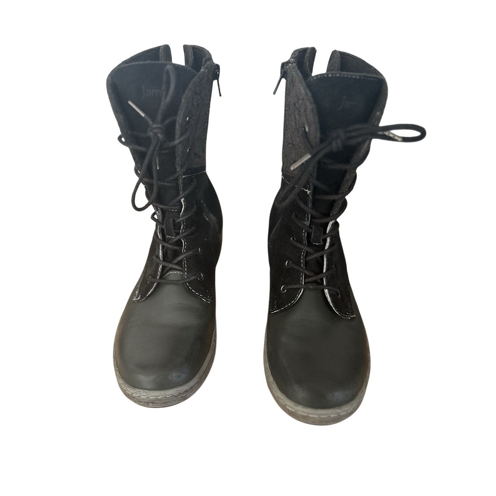 Jambu Hemlock‎ Black Leather Suede Lace Up Boots WJ16HEM01 Womens 8.5M